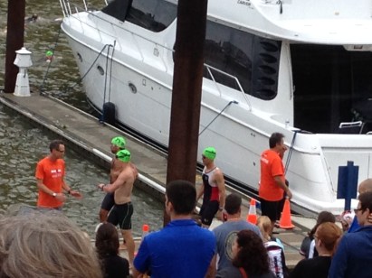 That's me in the standard issue white, black, and red Pearl Izumi tri suit