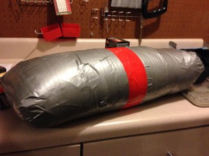 Sandbag wrapped in duct tape